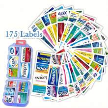 10-Slot Travel Pill Box With 175 Medication Labels - Portable Daily Pill Organizer - Travel Medicine Storage Case, Suitable For Fish Oil, Vitamin Supplements, Etc. Medicine Bag Pill Case Pill Containers Hospital Bag First Aid Kit Medicine Organizer Medicine Storage Bag Travel Essential Cruise Essentials Holiday Essential - Multicolor - View 13
