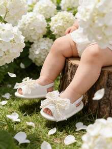 Giày sandal đế mềm cho bé trai và bé gái, giày mùa hè cho bé sơ sinh, giày bệt dự tiệc cưới, giày đi biển, giày tập đi cho trẻ sơ sinh. - trắng - Xem 11