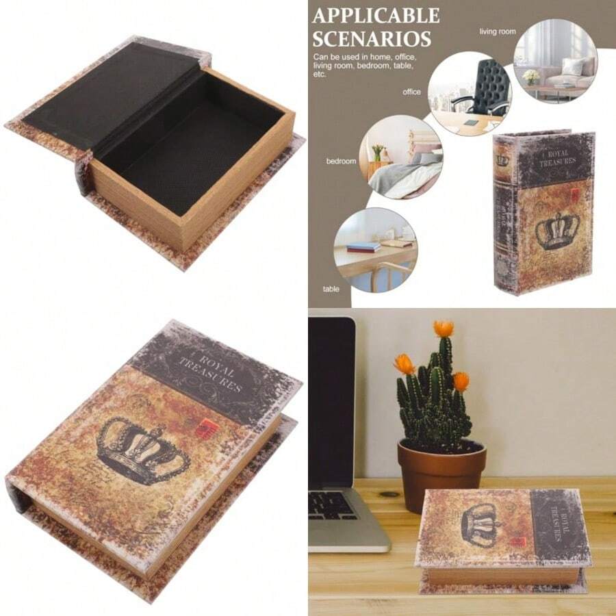 swfAlipis Caja De Libros Falsos Decorativa Vintage Para Almacenamiento Y Organizacion En Escritorios Estantes Y Oficinas 7.48X5.11X1.96 Pulgadasedf - Marrn - Ver 1