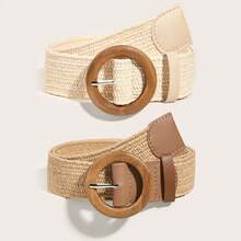 2pcs Women's Bohemian Style Woven Belt With Tassels, Perfect For Beach Vacation Summer, School Fall, Autumn, Halloween