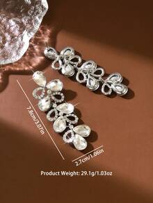 Hollow-Out Drop-Style Bridal Women's Fashionable Sparkling Crystal Earrings, Luxurious Jewelry Earrings Suitable For High-End Evening Dresses, High-End Dinners, And Gift Giving, - MS383 - View 6