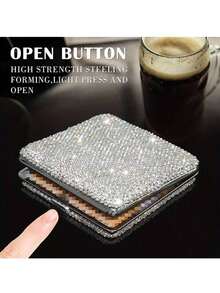 LINKOOL 20件套镶钻金属香烟盒，高端创意闪亮双面水晶钻石香烟收纳盒，女士礼物 - 彩色 - 查看 5