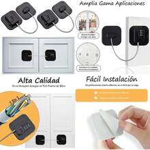 Cerraduras para Puerta de Refrigerador, 2 Cerraduras de Combinación de  para Niños, La cerradura de Combinación es Fácil de Abrir y Cerrar y los Niños no Pueden Romperla, Adecuado para Ventanas, Armarios, Frigoríficos()(Negro) - Multicolor - Ver 1