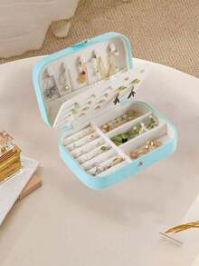 1pc Travel Jewelry Box, Portable Jewelry Organizer, Makeup Brush Storage Box, Large Capacity Desktop Organizer, Multi-Functional Storage Box For Rings, Necklaces, Earrings, Travel, Business Trip, Beach, Gift For Girlfriend , Makeup Room Decor - Multicolor - View 22