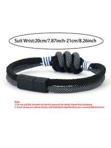 1Pc Men's Bracelet Interlocking Loop With Magnetic Clasp Rope Wrap Bracelet For Men Casual Jewelry