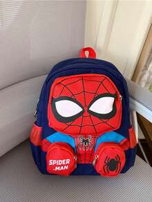Disney Marvel Spider-Man Themed Functional Mini Backpack | Stylish And Practical Daily Essential Satchel Bag For Casual Use | Unique Superhero Character Head Design Shoulder Carryall | Attractive Day Bag For Fans And Collectors | Versatile Fashion Accessory. - Multicolor - View 10