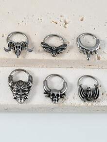 1PC Stainless Steel Septum Skull Hinged Clicker Dead Butterfly Hoop Nose Ring Tragus Cartilage Daith Piercing Helix Rook Earring Jewelry