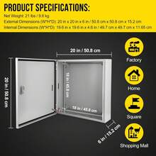 Caja Eléctrica Exterior Impermeable con Tapa Cerrable, Gabinete de Potencia Resistente para Jardín, Patio y Piscina - 20*20*6 - Ver 2