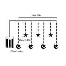 2m/6.56ft Inch Ramadan Star Moon LED Curtain Decoration Light String | Suitable For Ramadan, Valentine's Day, New Year, Cafes, Bedroom Walls, Wedding Parties, Room Window Decoration - Battery Powered, Battery Free - Multicolor - View 6