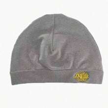 1pc Solid Color Casual Nylon Knit Printed Beanie Hat, Outdoor Sports Windproof Warm Streetwear, Autumn/Winter - 兒子 - 查看 5