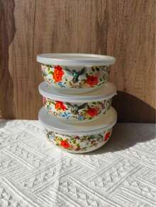 1 Set Multi-Color Enamel Sealed Container Set, Provides 10/12/14/16/18 Storage Capacity Bowls For Preserving Fruits And Vegetables, Multi-Purpose Food Storage, Round Lid, Dishwasher Lunch Box, Fashionable Enamel Bowls With Lids, Soup Bowl, Salad Bowl, Enamel Fridge Container For School, Camping, Portable Picnic And Office, Round Lunch Box - Multicolor Fresh-keeping Bowl - View 9