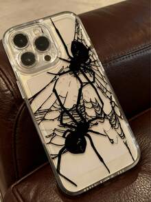1pc Space Black Spider Graphic Full Coverage TPU Shockproof Phone Case Compatible With Apple 17, 16, 15, 14, 13, 12, 11 Pro Max, Galaxy S22, S23, S24, S25 Ultra, A13, A14, A15, A53, A55 And More - Multicolor - View 4