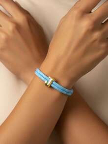 MECYLIFE 1条多巴胺彩色绳26字母手工编织手链，男女皆宜