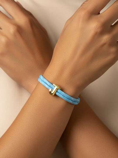 MECYLIFE 1条多巴胺彩色绳26字母手工编织手链，男女皆宜