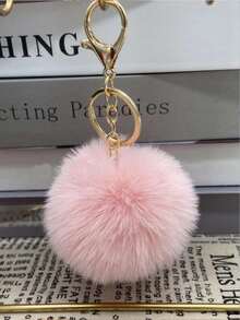 水獭毛绒球钥匙扣 - 粉色 - 查看 6