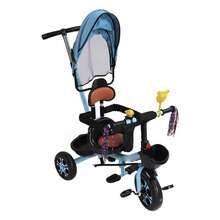 Triciclo para niños con asiento giratorio azul y ruedas de espuma sólida, con toldo para exteriores. - Azul - Ver 7