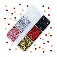 6色迷你心形树脂亮片，红色心形闪光薄片环氧树脂填充剂，细亮片环氧树脂填充剂，适用于珠宝制作、树脂摇摇模具、情人节礼物装饰品制作
