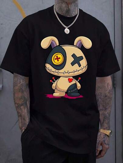 Men Women T-Shirt Print Tee Men's Fashion Doll Patch Print T-Shirt Breathable Cotton Crew Neck T-Shirt, Designed For Outdoor Life, Journeys, Hiking Trails, And Everyday Relaxed Style  Ropa De Hombre    Valentine's Day