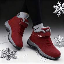 2025 Winter Men's Fashion Anti-Slip Fleece Snow Boots, Thick Cotton Padded Warm Short Boots, Couple Matching Boots - 玫紅色 - 查看 3
