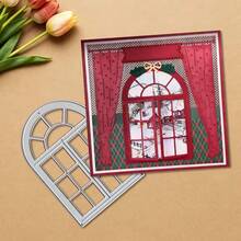 创意窗户金属切割模具，DIY剪贴簿相册和压花模板，贺卡制作工具，卡片纸切割工艺品，礼品卡制作模板模切。