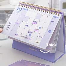 1pc 2026 New Minimalist Creative Desktop Mini Calendar, Triangular Base For Stable Placement, Thick Cardboard Inner Pages, Smooth Flipping Metal Coil Binding, Includes Countdown Memo, Monthly & Annual Calendar, Office Decor, Gift, Prize, Stationery, School Supplies (Random Print) - Multicolor - View 2