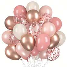 kumozawa 30 Rose Golden Retro Pink Balloons | Combination Of Light Pink And White Balloons With Metal Rose Golden Confetti, Suitable For Girls, Women'S Birthdays, Bohemian Weddings, Coming Of Age, Engagement, Gender Reveal, Princess Parties, Graduations - Multicolor - View 4