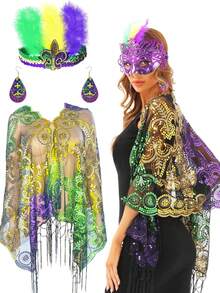 Carnival Headband With Sequined Glittering Hairband, 1920s Carnival Party Headwear