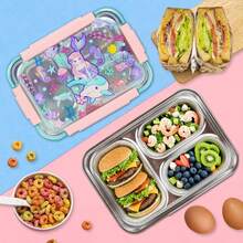 Fiambrera Bento de acero inoxidable para niños, 710 ml/24 onzas sin BPA y a prueba de fugas para niños con 3 compartimentos, almuerzo para estudiantes de regreso a la escuela, - 1 - Ver 7