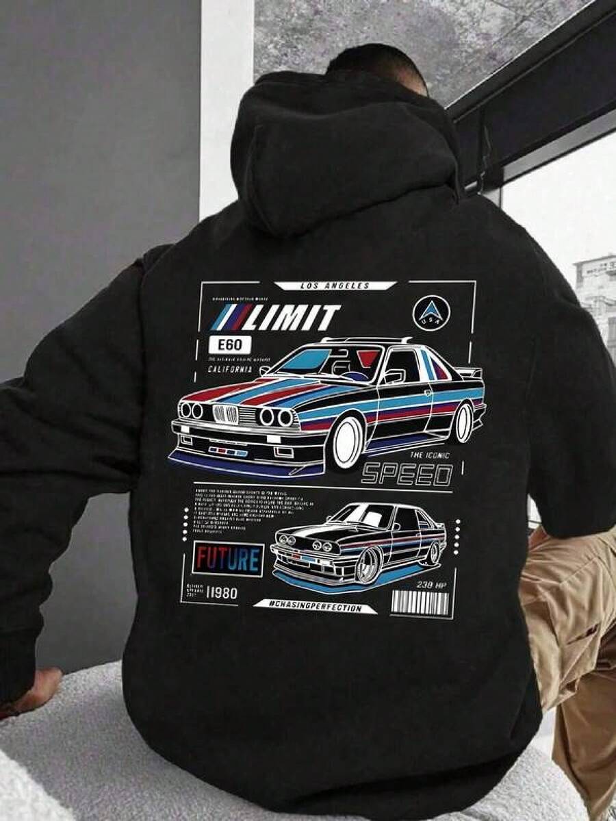 A Classic BMW Printed Hooded Sweatshirt, Suitable For Both Men And Women, Soft And Comfortable, Combining The Mechanical Aesthetics Of The Automotive Industry With Retro Style, Creating A Strong Street Mens Hoodie Mardi Gras Valentine Outfits For Women - 黑色 - 查看 1