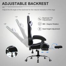 Fabric Gaming Chair, Massage Ergonomic Computer Chair With Footrest, Lumbar Support, Headrest, Height Adjustable Home Office Reclining PC Racing Chairs, Purple - Morado - Ver 4
