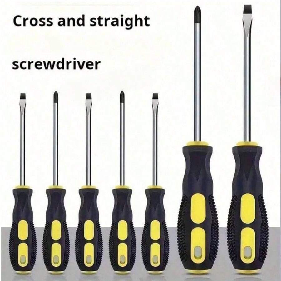 2pcs Magnetic Tip Screwdriver Set - Made Of TPR Material, Suitable For Home Repairs, Construction, Etc. ( + Flat Head) - Multicolor - View 1