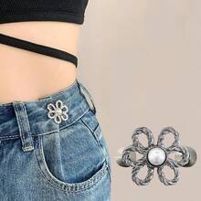 4/2/1 Paio di fibbie per vita con fiore a 6 petali staccabili, cintura in vita invisibile, corsetto in vita con fiore, spilla per colletto dei pantaloni, fermaglio per vita con fiore regolabile in dimensione per jeans - Multicolore - Visualizzare 7