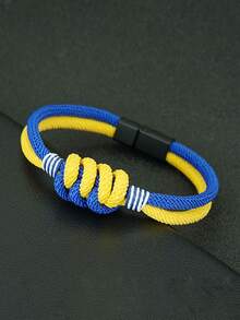 1Pc Men's Bracelet Interlocking Loop With Magnetic Clasp Rope Wrap Bracelet For Men Casual Jewelry