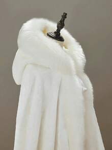 1pc White Women's, Wedding Shawl, Bridesmaid Shawl, Warm Shawl, Open Collar Fur Shawl, Winter Faux Fur Bowknot, Bridal Gown Wrap, Suitable Wedding, Banquet, Formal Party, Evening Event - trắng - Xem 4