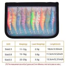 Topline Tackle 2pcs/6pcs/10pcs 3.0/3.5 3D Fishing Wooden Shrimp Luminous Squid Octopus Lure Hard Bait Swimbait Squid Hook Lure With Package