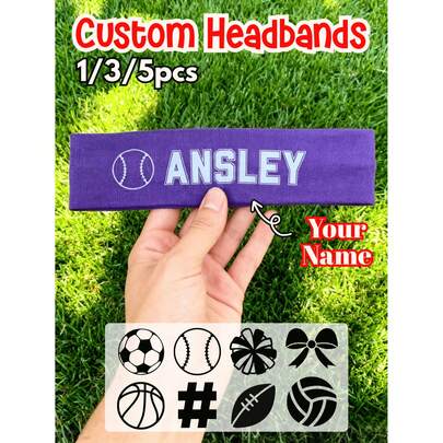 Diadema deportiva personalizada (1/3/5 piezas) - Texto/logotipo/patrón personalizable | Diadema personalizada, regalo del Día de San Valentín, regalo de Año Nuevo, recuerdo, adecuada para entusiastas del deporte y regalos para novio/novia. Aplicable para yoga, baloncesto, fitness, béisbol, fútbol, fútbol americano, correr y porristas | Múltiples colores disponibles (negro/blanco/morado/azul/verde/amarillo/naranja/rojo), adecuado para diversas ocasiones.