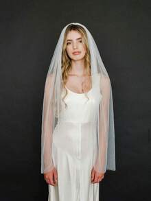 1pc White Fingertip Length Soft Tulle Bridal Wedding Veil With Metal Comb, Suitable For Wedding Dress Accessories, Bachelorette Party