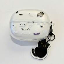 Cute Black & White Cat Earphone Case Compatible With Redmi Buds 6 Play/SE, Buds 6, 7s, Buds 6 Lite Wireless Earphones, Buds 6 Pro Bluetooth Earphones, Buds 5/6s/Buds 6 Active, Creative Soft Earphone Protective Cover For Women - Black and White Cat + Keychain - View 8