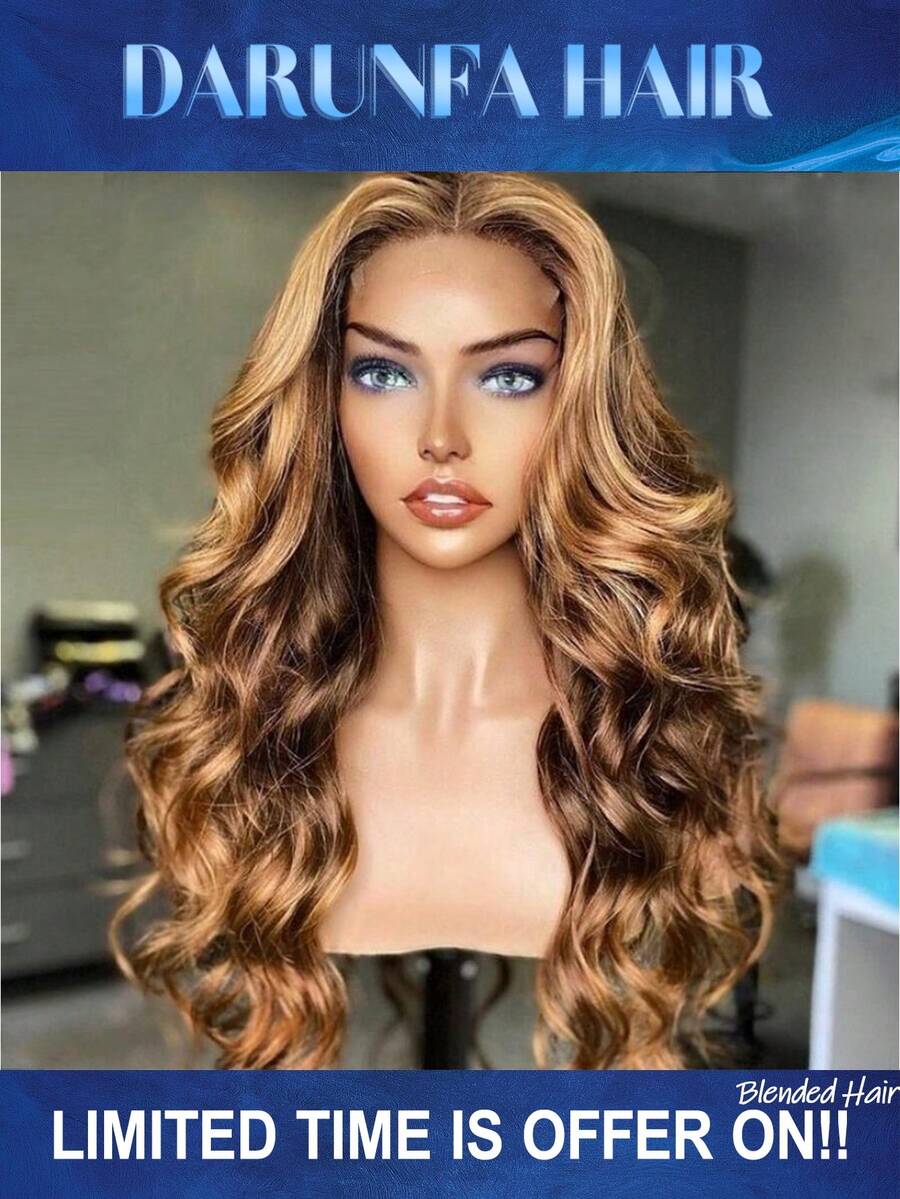 200% Density #P4/27 Highlight Body Wave Lace Front Wig Blended Hair 13x4 Hd Dark Brown Body Wave Lace Front Wigs Pre Plucked Pre Cut Natural Hairline With Baby Hair 8-34 Inch Brown Body Wave Frontal Wigs For Black Women Daily Use - SP4/27 - View 1