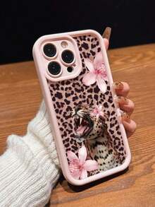 Cute Pink Lily Flower & Leopard Print Matte Anti-Drop Phone Case Compatible With IPhone 11, 12, 13, 14, 15, 16, 13 Pro Max, 16 Plus, XR, 7, 8 Plus, 17 Pro Max, AIR - Style 10 (1 Piece) - View 3