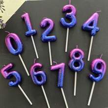 1pc Purple & Blue Galaxy/Space Gradient Numbered 0-9 Candle, Creative Romantic Party Dreamy Gradient Candle - Purple-blue Gradient - View 2