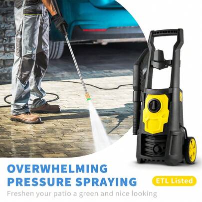 2000PSI Electric Pressure Washer, Max 1.76GPM Power Washer With 30ft Hose & Reel, 5 Quick Connect Nozzles, Foam Cannon, Portable High Pressure Washer Cleaner To Clean Patios, Cars, Fences, Driveways, ETL Listed