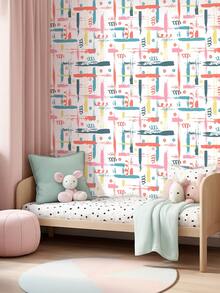 1 Roll 1m/3m/5m Vintage White/Pink/Blue Graffiti Textured Art Style Wallpaper, Suitable For Home Renovation, Room Decor, Cabinet Refurbishing, Bathroom Decor, Waterproof, Stain-Resistant, Flexible Vinyl Self-Adhesive Wallpaper - Multicolor - View 7