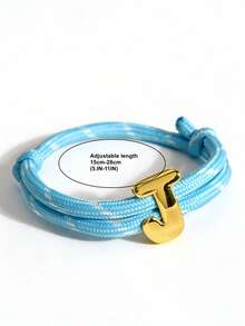 MECYLIFE 1条多巴胺彩色绳26字母手工编织手链，男女皆宜