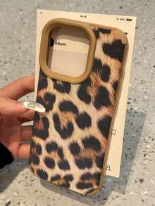 1pc Leopard Print Painted 2D Pattern Faux Leather Full Coverage TPU Shockproof Phone Case Compatible With IPhone 11 12 13 14 15 15 16 17 Pro/Pro Max/X/XS/XR/XS Max - Multicolor - View 2