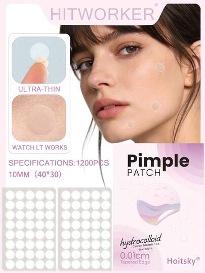 1200 pièces Patchs hydrocolloides pour couvrir les boutons et imperfections - Patchs à l'acide salicylique, à l'huile de tea tree et à l'huile de calendula, nettoyage des pores sans résidu, invisible sous le maquillage, beige clair pour peaux sensibles (1200 patchs individuels)