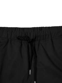 1 st. plusstorlek herrbyxor med flera fickor i enfärgat, casual lösa lättviktsbyxor för vår/höst, strand/semester, daglig pendling, träning, utomhus, streetstyle, fitness, jogging, vandring, höst - Svart - Visa 4