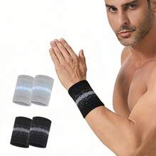 1 Par de Suportes Elásticos para Pulso, Confortáveis e Respiráveis, Adequados para Esportes e Fitness, Mangas de Compressão Tricotadas para Basquete, Academia, Corrida, Tênis - Multicolorido - Visão 2