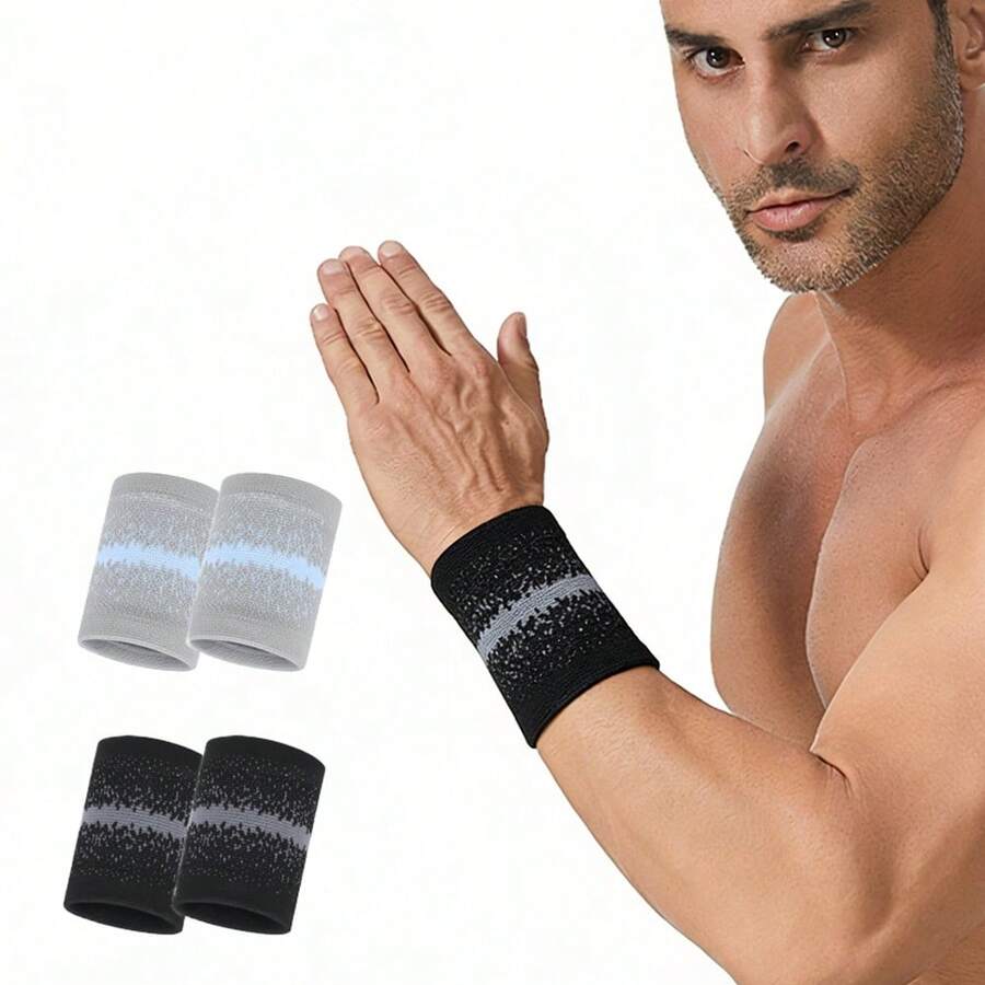 1 Par de Suportes Elásticos para Pulso, Confortáveis e Respiráveis, Adequados para Esportes e Fitness, Mangas de Compressão Tricotadas para Basquete, Academia, Corrida, Tênis