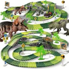 Dinosaur Toys,Create A Dinosaur World Road Race,Flexible Track Playset And 2 Pcs Cool Dinosaur Car For 3 4 5 6 Year & Up Old Boy Girls Best Gift - Green - View 3